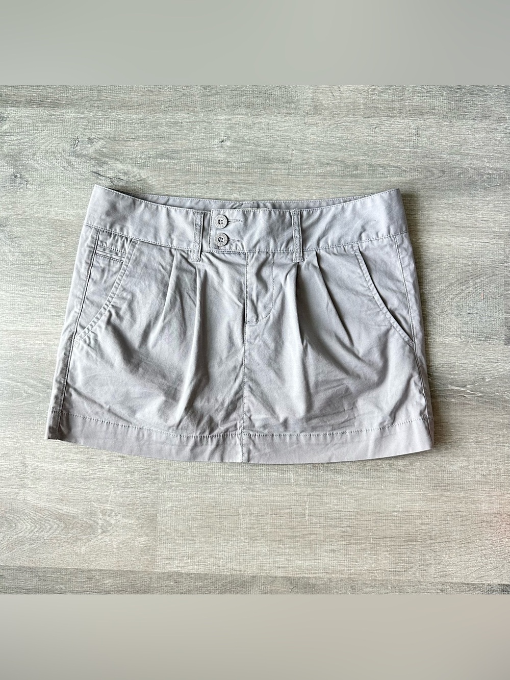 Jacob Light Gray Pleated Cotton Mini Skirt